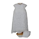  Vestido faldón beige en Guipur con gorro a juego ideal para bautizo