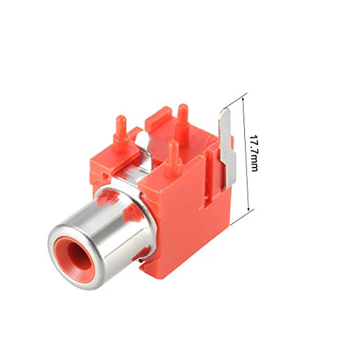 uxcell Panel PCB conector RCA hembra rojo 10 pzas miniatura 3