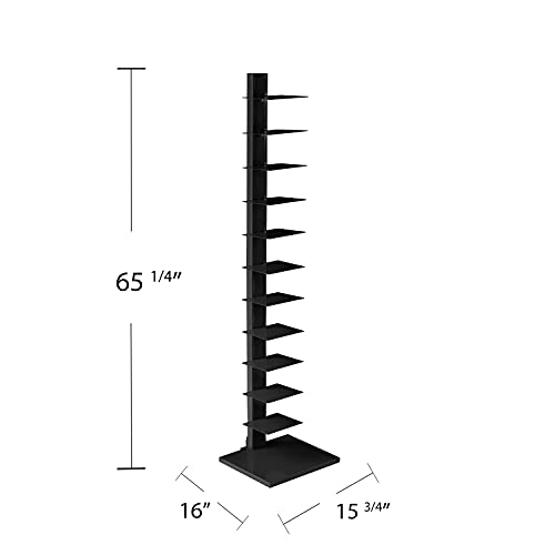 SEI Furniture 12 shelf Metal Spine Book Tower, Black