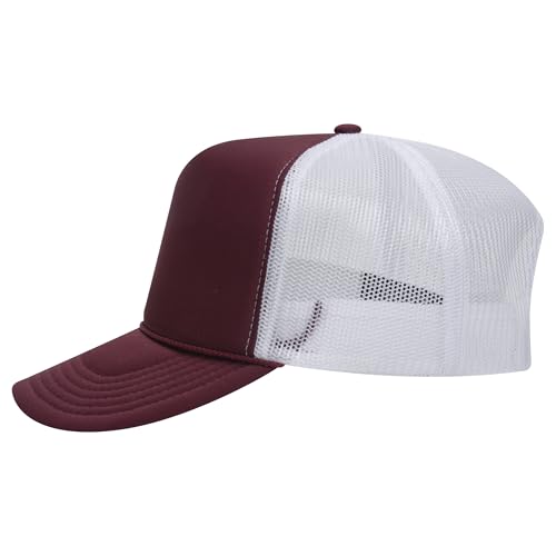 Image of OTTO Polyester Foam Front 5 Panel High Crown Mesh Back Trucker Hats in 97, Bulk, Wholesale