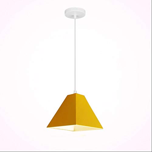 Chandelier Suspendu Nordique Jaune | Luminaire Géométrique Polygonal de Chambre