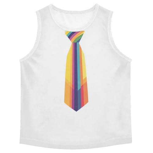 Boys Tank Top Shirts Rainbow Tie Sleeveless T-Shirts Crew Neck for Kids Clothing Children