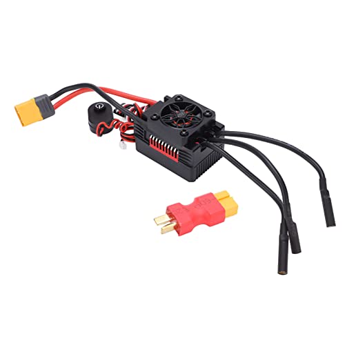 NutriEss Brushless ESC Waterproof Electronic Speed Controller 60A High Performance RC Model Car Accessory with XT60 to T Connector for 1/10 Scale Remote Control Vehicles