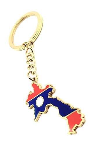 SNS Components Porte-clés Asie du Sud-Est Lao Laos Asie Asie Or Drapeau pays Métal émaillé Porte-clés, multicolore, taille unique