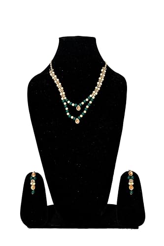 Image of Gold Plated Traditional Kundan & Pearl Studded Necklace Jewellery Set For Women