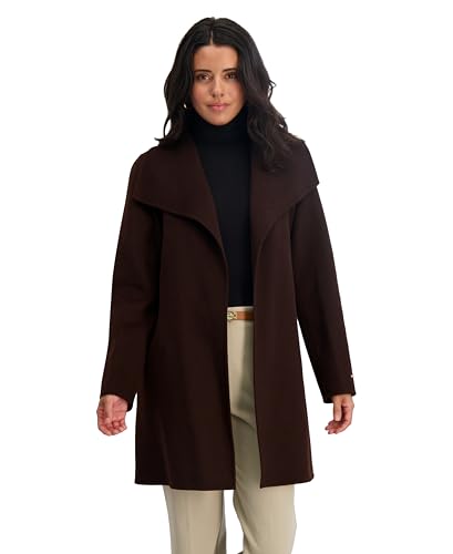 Image of TAHARI Women's Double-faced Luxury Soft Wool Blend Peacoat- Wrap Wool Coat With Removable Belt