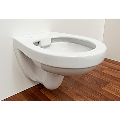 ADOB, spülrandlose wandhängende WC Keramik Toilette hänge WC, Wand WC spülrandlos, weiss inkl. Schallschutzmatte, 28012 – Bild 4