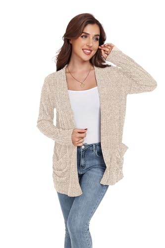 Image of GRECERELLE Womens Long Sleeve Lightweight Open Front V-Neck Casual Cardigan Sweaters Outerwear with Pockets 2025, S-2XL