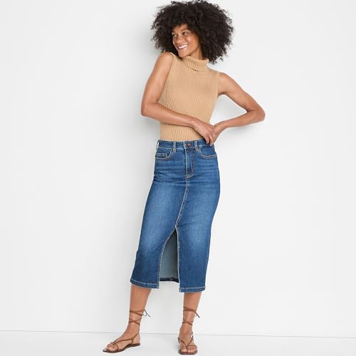Lands' End Women's Soft Denim Midi Column Skirt4