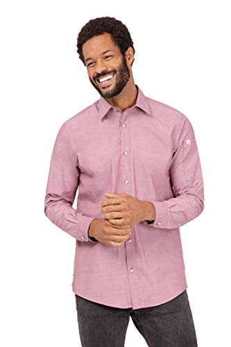 Chef Works Men's Chambray Shirt, Dusty Rose, Medium