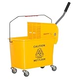 Commercial Mop Buckets 5 Gallons Household Mop Buckets with Side Press Wringer Smooth Wheels and Mop-Handle Holder for Professional Industrial Business