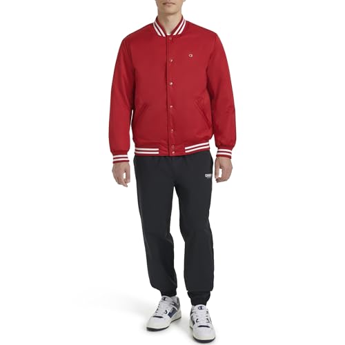 Image of Champion Men's Logo Striped-trim Varsity Jacket