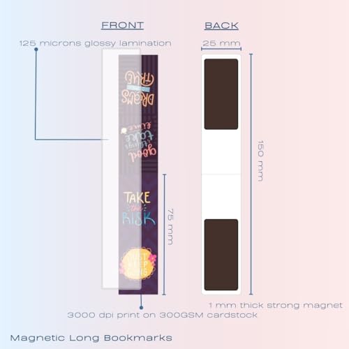 Image of Dia & Tia - Elegant & Durable Themed Magnetic Bookmarks Set | Motivational and Inspirational Quotes | Best Gift for Book Lovers, Students | Cute Cartoon Magnetic Bookmarks (Motivational B, Long)