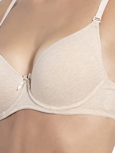 Image of Jockey 1245 Women's Under-Wired Padded Super Combed Cotton Elastane Stretch Medium Coverage Multiway Styling T-Shirt Bra with Detachable Straps