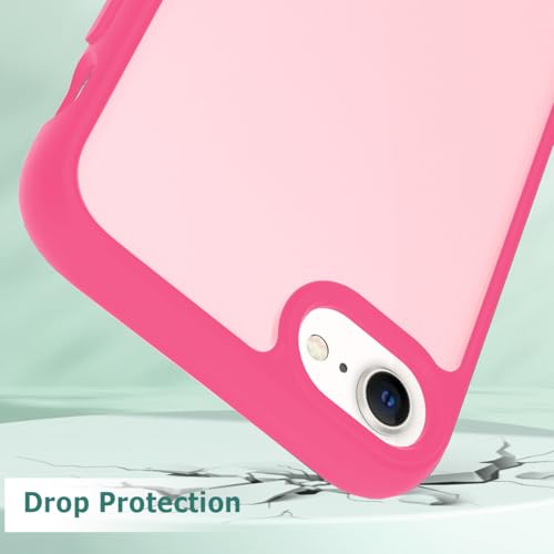 Image of TENOC Phone Case Compatible with iPhone SE (2nd 2020 and 3rd 2022 Generation) & iPhone 7 & iPhone 8, Hot Pink Case Translucent Protective Bumper Matte Hard Back Cover for 4.7 Inch