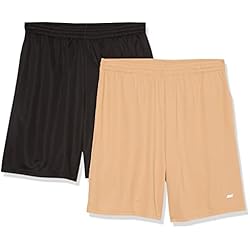 Amazon Essentials Pantalón Corto Holgado, técnico y de Estilo Deportivo (Disponible en Tallas Grandes y Largos Especiales) Hombre, Pack de 2, Camel/Negro, XL