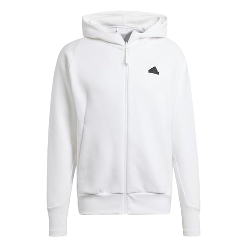 adidas Jaqueta masculina Z.N.E. Premium com zíper, branca, XGG