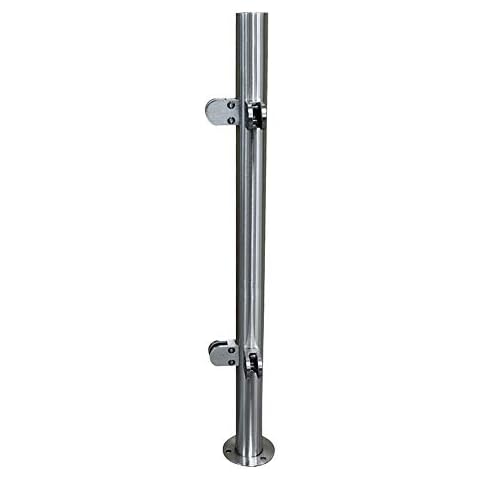 110cm Stainless Steel Glass Balustrade Railing Post Corner Post Glass Clamps Fencing Handrail Pool Floor Standing Stairs Balcony Cover