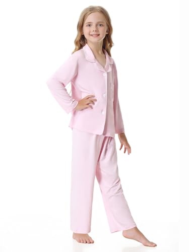 Umeyda Girls & Womens Modal Pajamas Set Soft Long Sleeve 2 Pieces Button Down Pjs4