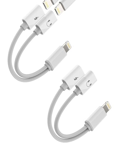 Adaptador Jack Lightning para iPhone(2Pack)Auriculares cargador Dongle Carga Audio Microfono Cascos Accesorios para Apple 14 13 12 Pro Max para iPad Aux Cable Auxiliar Coche Audifonos Conector zoyuzan