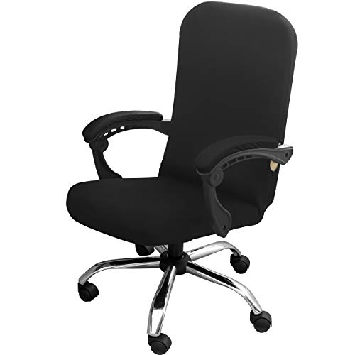Gute Office Chairs Covers, Computer Office Chair Cover Stretchable, Large Chair Cover for Office Chair, Boss Desk Chair Seat Cover Slipcover with Zipper (Chair not Included) - Black