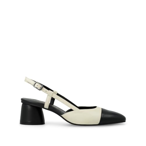 Lodi Zapatos de Salón para Mujer con Diseño Sencillo y Elegante. Función Destalonados con Tiras y Aberturas Laterales. Características Tacón 5 cm y Hebilla Metálica. Serie ROL4343. Color Negro