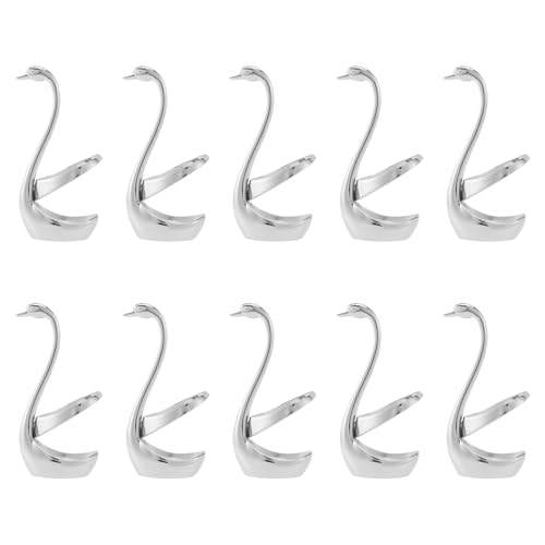 GNURBDILFO 10X Edelstahl und Loeffel Halter, Dekoration Geschirr Set Kueche Werkzeuge Swan Halter Besteck Halter, Valentinstag/Hochzeit