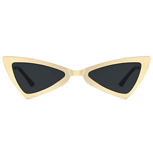 Slocyclub Vintage Rectangle Skinny Sunglasses for Women Men, Retro Small Thin Sunglasses, Rimless Trendy Sunglasses