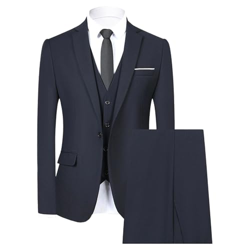 Costume homme 3 pièces bleu marine L pour ajustement parfait sans pli