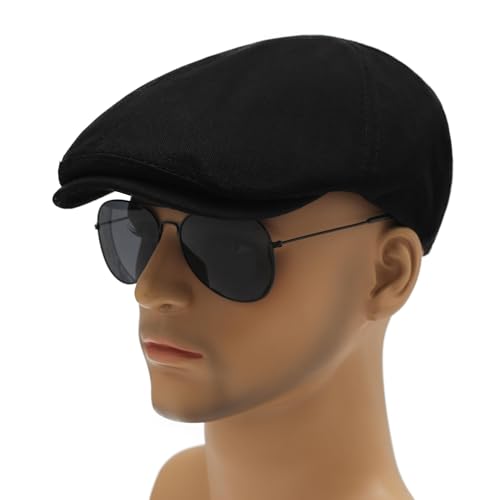 Image of ZLYC Men Cotton Flat Cap Summer Scally Ivy Gatsby Newsboy Beret Driver Cabbie Hunting Hat