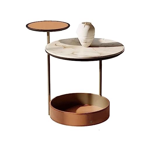 eexbz Sofa 3-Tier End Table, Nightstand Side Table with 2 Tabletops and Storage Basket, Coffee Table Tea Table Side Table for Living Room, Bedroom, Stable Steel Frame Sofas for Living Room