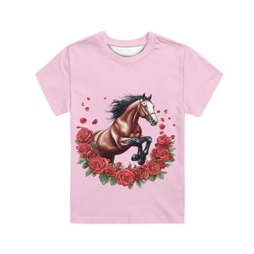 Image of WELLFLYHOM Kids Tshirts Girls Boys Short Sleeve Crewneck Tees Shirts Casual Sport Pullover Tops Size 3-16 Years