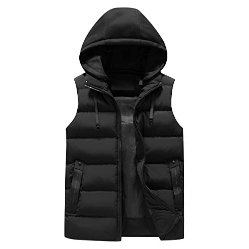 Chaleco Plumas Capucha Hombre Chalecos Acolchados Hombre Invierno Chalequillo Chalecos Caballero Gilet Hombre Chaleco Acolchado Hombres Chaleco Plumon Guateado Abrigo Sin Mangas Talla Grande Negro M