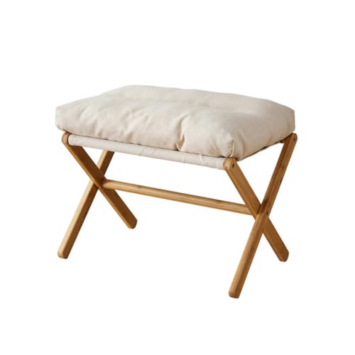 CHZIMADE Folding Footrest Stool Foot Rest Ottoman Footstool Step Changing Stool Romovable Soft Cushion for Living Room Bedroom