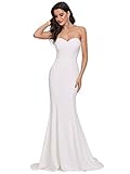 Ever-Pretty Women's Off-Shoulder Sleeveless Sweep Train Sweetheart Wedding Dresses for Bride 2021 White US4