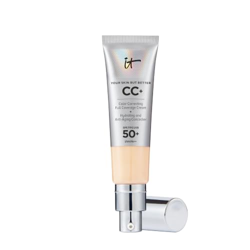 Image of IT Cosmetics CC+ Cream SPF 50+ Full-Coverage CC Foundation, Hydrating Skincare, With Hyaluronic Acid, Niacinamide & Vitamin E for a Radiant Finish, Your Skin But Better, Shade: Light, 32ml