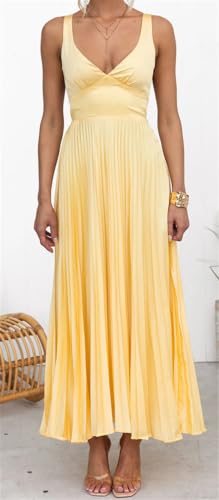 Image of Recious Womens Sexy Sleeveless Deep V Neck Satin Pleated Ruffles Bodycon Party Clubwear Dress