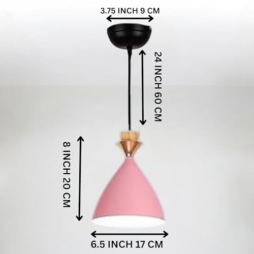 Image of Modern Pink Dome Hanging Pendant Light for Ceiling, Aluminium, Antique Decor, E-27 Holder, Bulb is not Included,Pack of 2