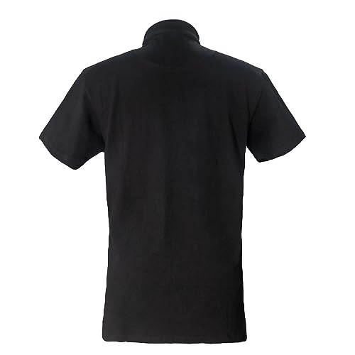IvyRobes Men's Tab Collar Clergy Polo Shirts Short Sleeves Black3