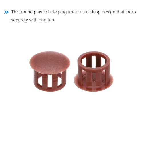 Image of MECCANIXITY 64PCS 12mm(1 /2 inch) Red Brown Plastic Hole Plugs, Flush Type Panel Hole Plugs Insert End Caps for Locking Hole Tubes Furniture Cabinet