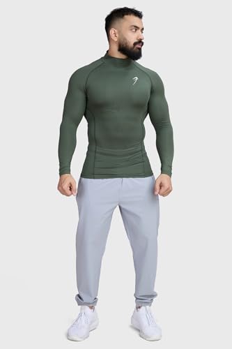 Image of Men Full Sleeves Slim Fit Compression High Neck Sports and Gym Tshirt