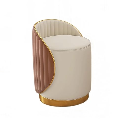 Niedriger Hocker mit Rückenlehne, runder Schminktisch und Manikürhocker, Sitzkissen aus Kunstleder, 42 x 37 cm