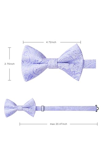 Image of HISDERN Bow Ties for Men Pretied Bow Tie Set Paisley Classic Bowties and Pocket Square Cufflinks Set for Wedding Party