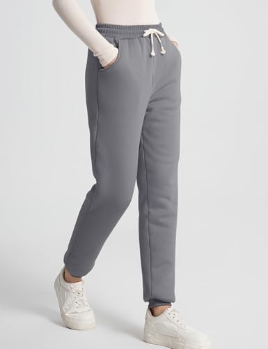 Flygo Women's Winter Warm Fleece Joggers Pants Sherpa Lined Athletic Active Sweatpants
