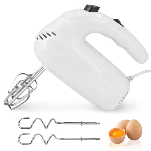 Batidora de mano eléctrica de 200 W, batidora de mano de 5 velocidades, batidora de mano con 4 batidores, batidor eléctrico para huevos, nata, masa, electrodomésticos de cocina