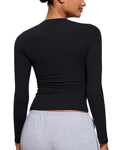CRZ YOGA Softembrace Long Sleeve Shirts for Women Soft Crew Neck Fall Basic Tight Tops Fitted Casual Going Out T-Shirts2