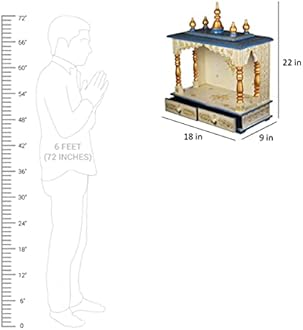 Kamdhenu art and craft Wooden Temple (Blue and White)
