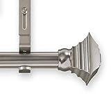 Source Global Unique 50-Inch to 98-Inch Adjustable Curtain Rod Sets, Square Style, Pewter