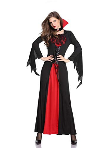 chuangminghangqi. Hexe Kostüme für Halloween - Cosplay Vampir Lange Karneval Magier Kleid Übergroße Langarm, Nero, XL Cover