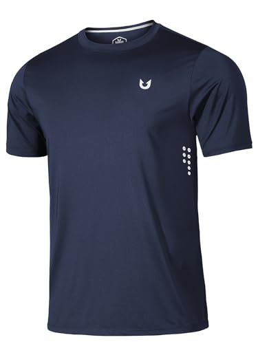 NORTHYARD Mens Athletic Running Shirts Short Sleeve Workout T-Shirts Quick Dry Lightweight Active Tee Gym Sports Performance Navy L